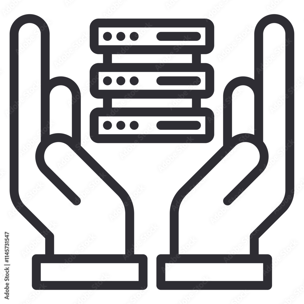 Hand Server icon. Big Data isolated on transparent background. Vector illustration. Hand Server icon. Big Data isolated on transparent background. Vector illustration.