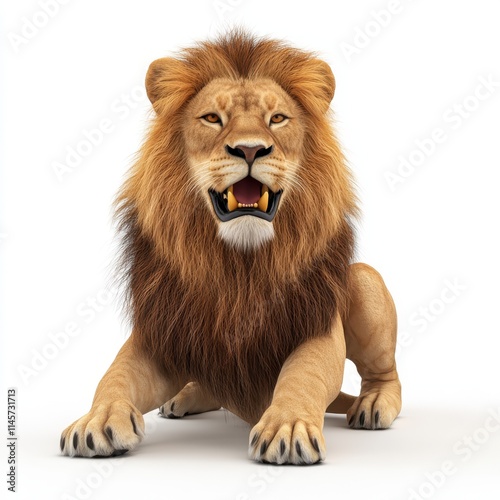 3D Lion Isolated and White Background photo