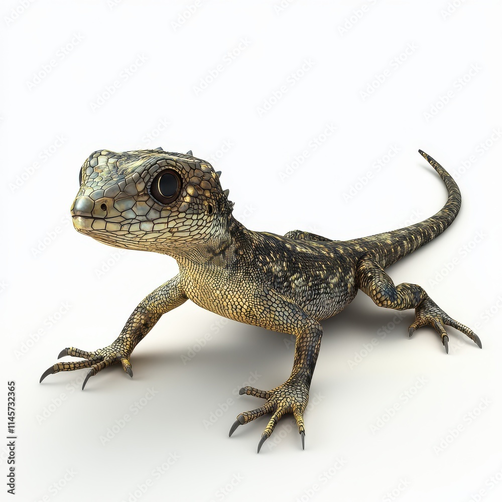Fototapeta premium 3D Lizard Isolated and White Background