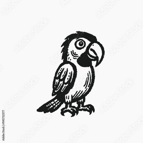 B;ack and white macaw parrot ara illustration