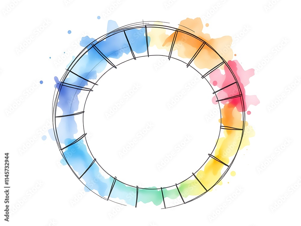 Naklejka premium Vibrant Watercolor Color Wheel Illustration. AI Generated