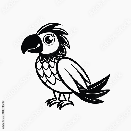B;ack and white macaw parrot ara illustration
