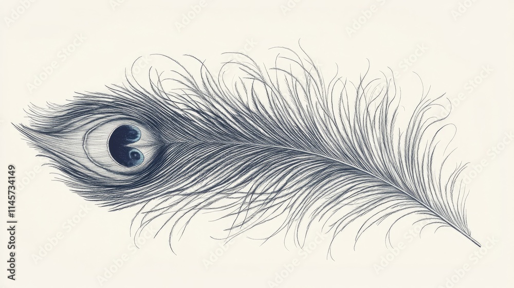 Elegant peacock feather with intricate lines showcasing natural beauty and complexity against a soft background ideal for artistic designs. Elegant peacock feather with intricate lines showcasing natural beauty and complexity against a soft background ideal for artistic designs.