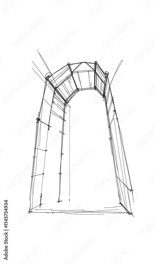 Elegant Archway Sketch: Detailed Hand-Drawn Perspective. AI Generated Elegant Archway Sketch: Detailed Hand-Drawn Perspective. AI Generated