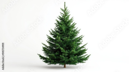 Realistic artificial Christmas tree with lush green foliage isolated on a white background ideal for festive seasonal decorations and designs