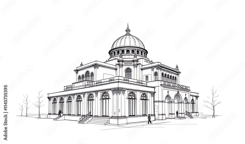 Elegant Hand-Drawn Architectural Sketch: Grand Building Illustration. AI Generated Elegant Hand-Drawn Architectural Sketch: Grand Building Illustration. AI Generated