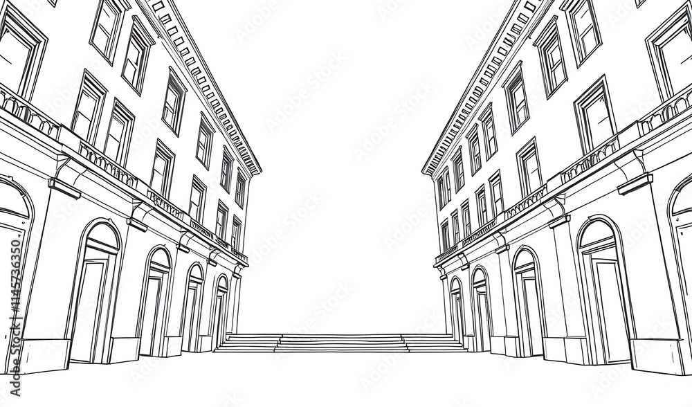 Elegant Cityscape: Clean Line Illustration. AI Generated Elegant Cityscape: Clean Line Illustration. AI Generated