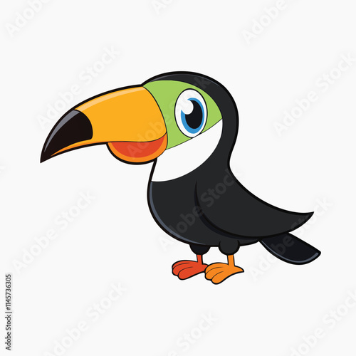 Bird of Amazonian forests. Fauna of South America. Zoo bird. Vector illustration.