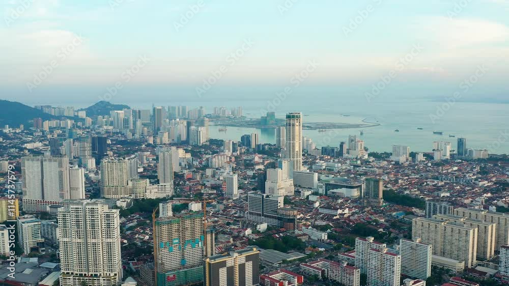 Penang Island aerial view, George Town, Malaysia Penang Island aerial view, George Town, Malaysia