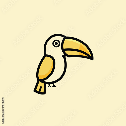 Bird symbol stock. Cute Parrot Bird On The Branch Cartoon Vector Icon Illustration.
