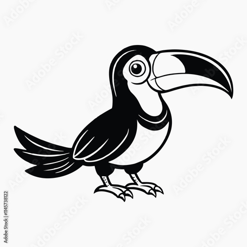 Bird symbol stock. Cute Parrot Bird On The Branch Cartoon Vector Icon Illustration.