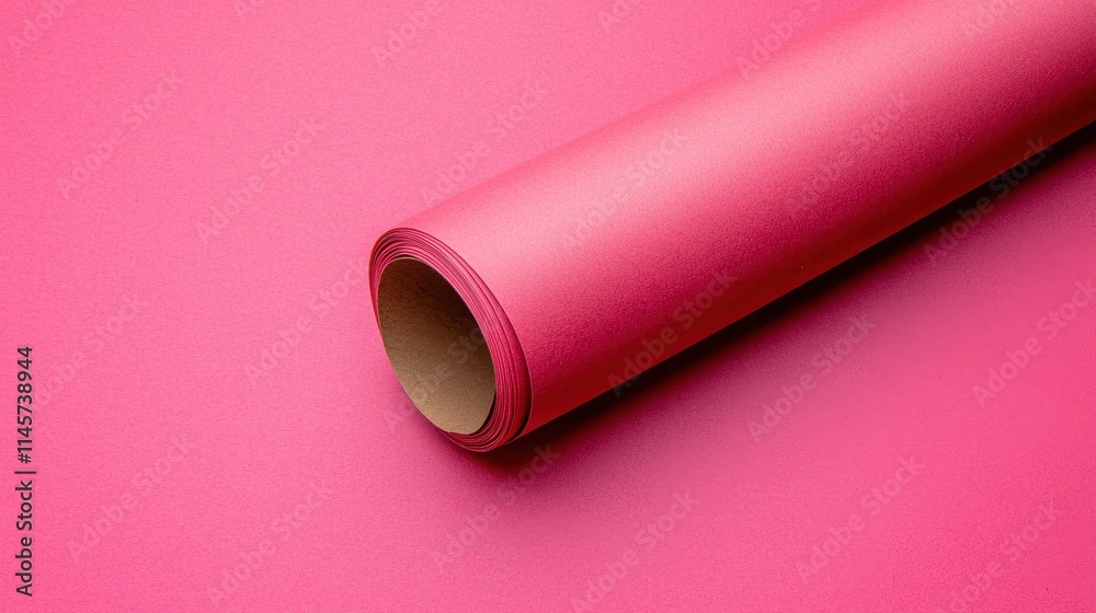 Pink Paper Roll on Solid Background for Creative Projects and Crafts Pink Paper Roll on Solid Background for Creative Projects and Crafts