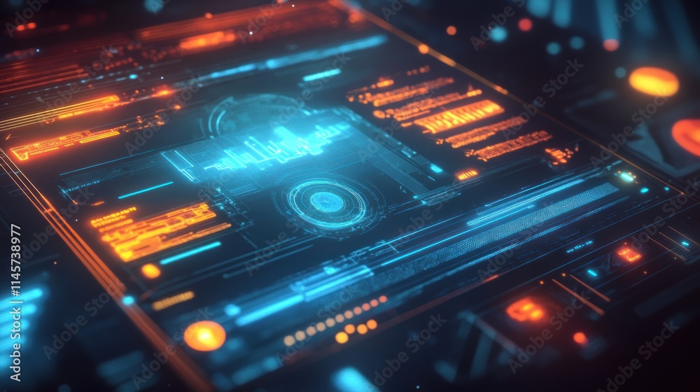 Cybernetic Interface: Futuristic Digital HUD Display Cybernetic Interface: Futuristic Digital HUD Display