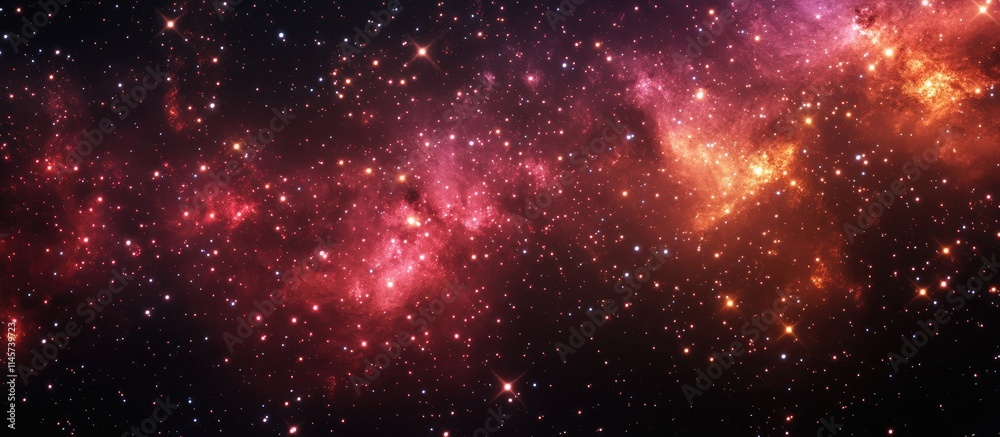 Fototapeta premium Vibrant cosmic background featuring glittering stars and nebulae ideal for holiday and celestial themed designs