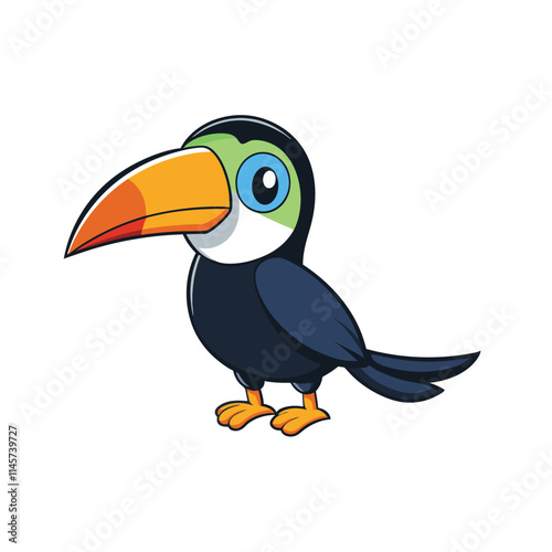 Ara parrot in cartoon style for children's postcards, posters and other in cartoon style on white background. 