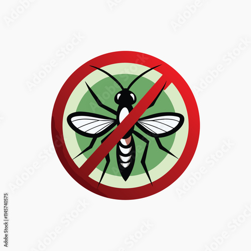 Anti Mosquito Sign,Cartoon Character design,Cute and Funny style. Vector illustration