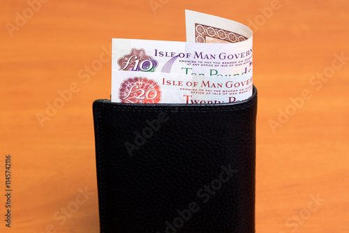 Foto Manx pound in the black wallet