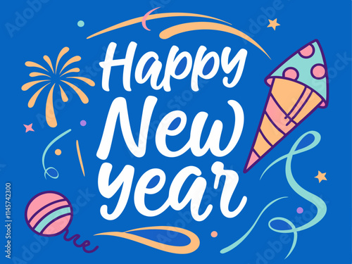 Happy new year greeting card. Vector illustration.