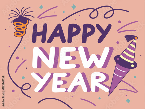 Happy new year greeting card. Vector illustration.