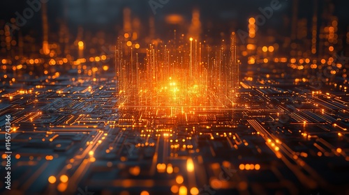 Wallpaper Mural Cloud computing and connectivity with a futuristic 3D circuit board symbolize digital data, software connection, transmission storage, information technology, and programming. Torontodigital.ca