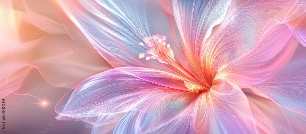 Fototapeta premium Vibrant abstract floral design with soft blur effect showcasing ethereal colors for dreamy backgrounds or artistic projects