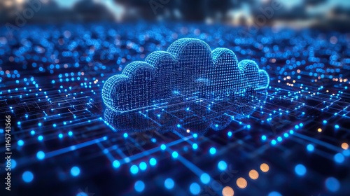Cloud computing data and networks represent global connections and platforms for storage, transfer, and cybersecurity with backup information technology systems and IoT for download protection.