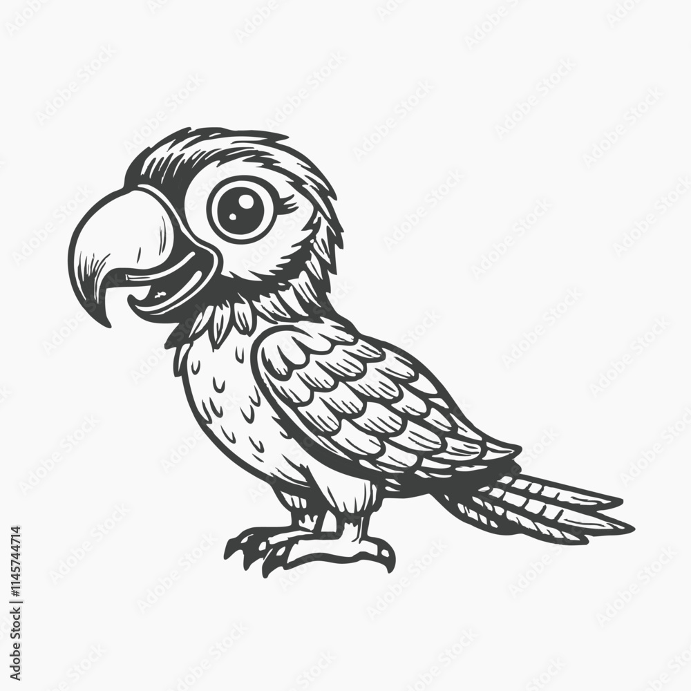 Fototapeta premium cute macaw cartoon style white background