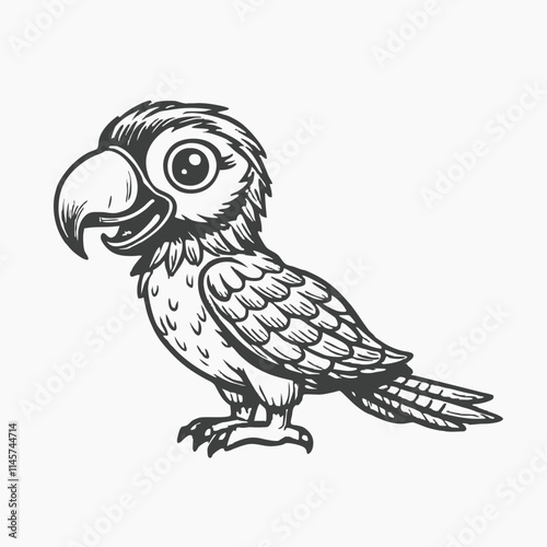 cute macaw cartoon style white background