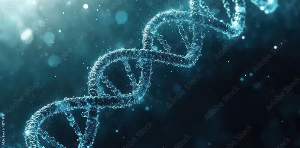 A digital representation of a DNA double helix, illustrating genetic structure and complexity. A digital representation of a DNA double helix, illustrating genetic structure and complexity.