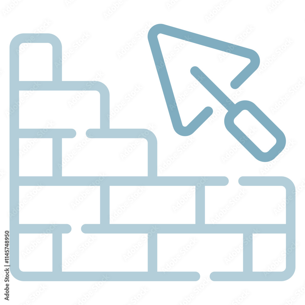 Building Construction Symbol with Trowel and Brick Wall Building Construction Symbol with Trowel and Brick Wall