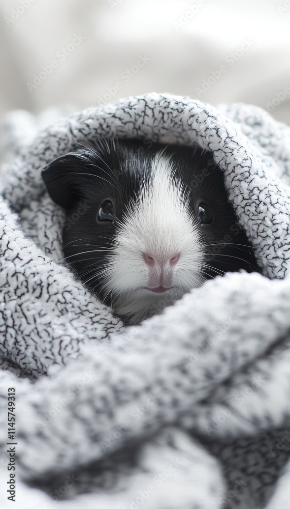 A cozy guinea pig wrapped in a soft blanket, exuding warmth and cuteness. A cozy guinea pig wrapped in a soft blanket, exuding warmth and cuteness.