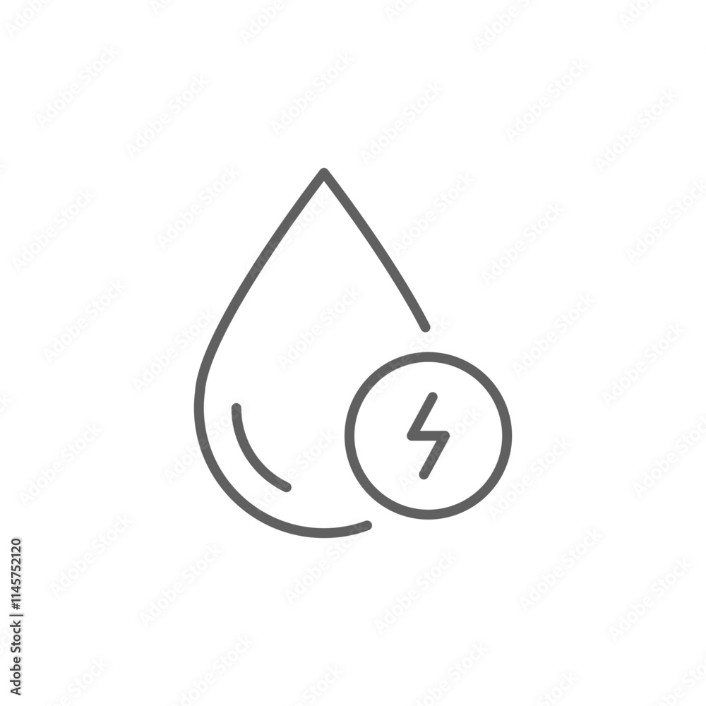Hydroelectric energy icon. Simple outline style. Hydro, lightning, power, water, technology, nature, light, environment concept. Thin line symbol. Vector illustration isolated. Editable stroke. Hydroelectric energy icon. Simple outline style. Hydro, lightning, power, water, technology, nature, light, environment concept. Thin line symbol. Vector illustration isolated. Editable stroke.