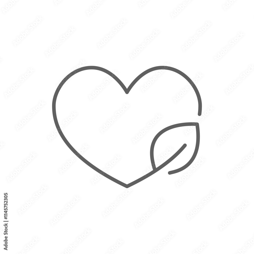 Love ecology icon. Simple outline style. Heart shape and leaves, leaf, organic, eco, vegan, herbal healthcare, nature care concept. Thin line symbol. Vector illustration isolated. Editable stroke. Love ecology icon. Simple outline style. Heart shape and leaves, leaf, organic, eco, vegan, herbal healthcare, nature care concept. Thin line symbol. Vector illustration isolated. Editable stroke.