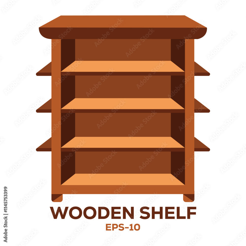 Illustration of wooden shelf Isolated on white