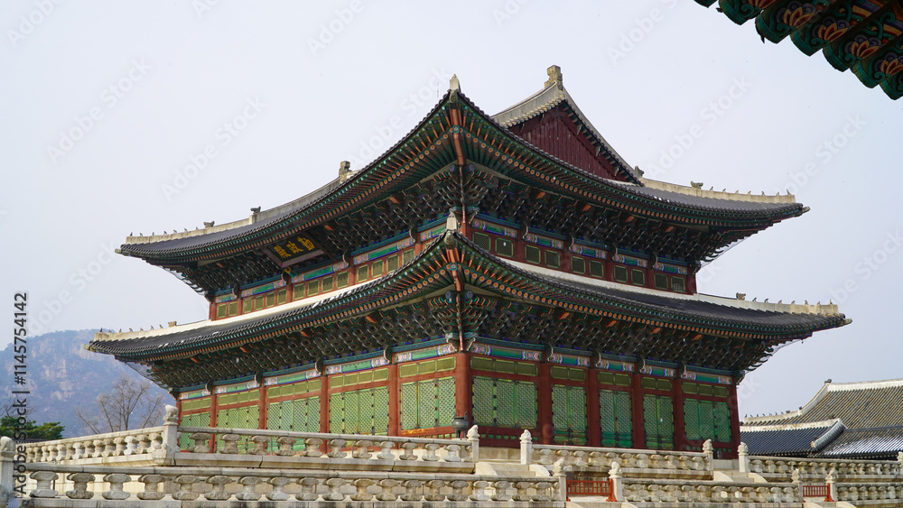 External view of Geunjeongjeon Hall at Gyeongbokgung Palace External view of Geunjeongjeon Hall at Gyeongbokgung Palace