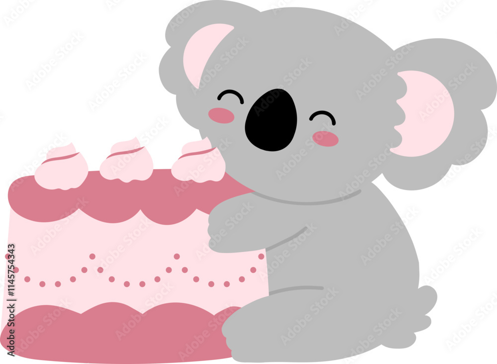 Koala Character Birthday Cake Nursery Element Koala Character Birthday Cake Nursery Element