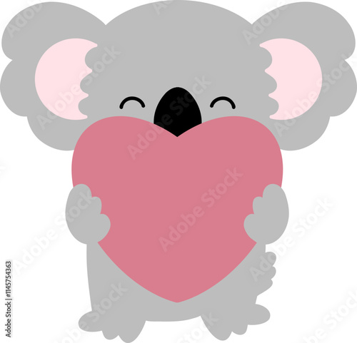 Koala Character Cozy Nursery Element Holding Heart Cute