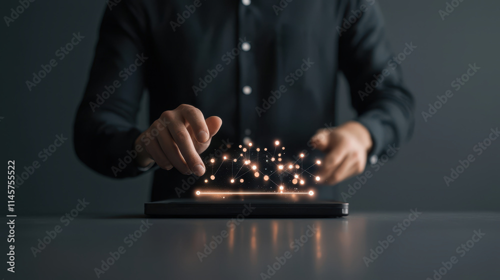Businessman showing virtual interactive. Digital businessman interacting with technology display Businessman showing virtual interactive. Digital businessman interacting with technology display