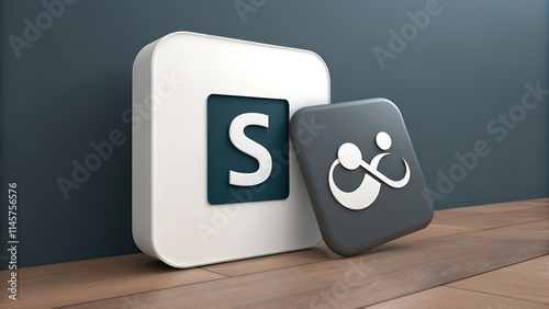 Wallpaper Mural Sleek SharePoint 3D Icon Design with White Rounded Square on Dark Gray" Torontodigital.ca