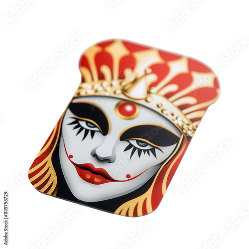 Intricate mask design artistic illustration digital art transparent background vibrant colors creative concept photo