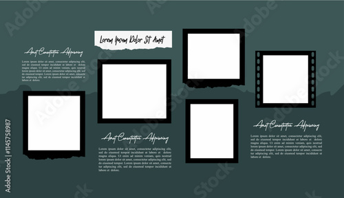 Pictures or photos frame collage. comics page grid layout abstract photo frames and digital photo wall template
