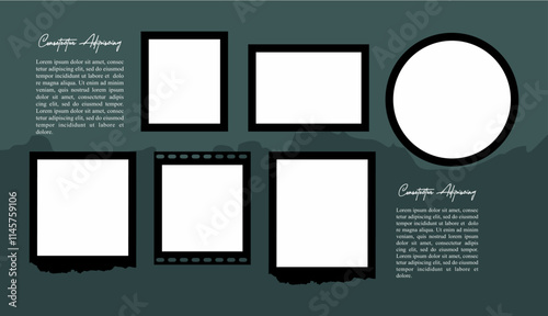 Pictures or photos frame collage. comics page grid layout abstract photo frames and digital photo wall template