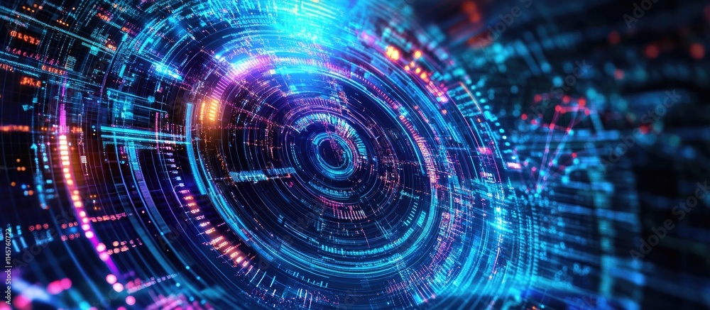 Obraz premium Futuristic business data visualization with vibrant analytics for effective marketing strategy and customer insights in dynamic digital environment