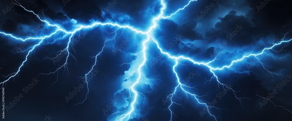 Obraz premium Cyan lightning black and dark abstract background