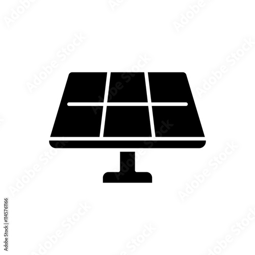 Solar panel icon. Simple solid style. Solar power, sun, renewable energy, cell, heat, light, battery, electric, technology concept. Black silhouette, glyph symbol. Vector illustration isolated.