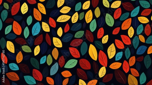 Vibrant autumn leaves scattered on a dark background creating a stunning textured canvas for nature-themed designs and backgrounds