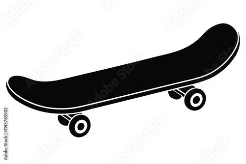 Black and white hand-drawn skateboard icon silhouette isolated on a white background. Skateboard clipart vector silhouette EPS File