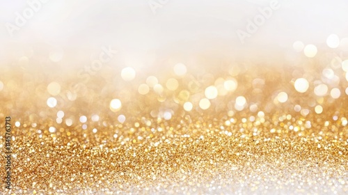 Glittering gold holiday background with blurred lights creating a festive and warm atmosphere for Christmas celebrations and seasonal themes.