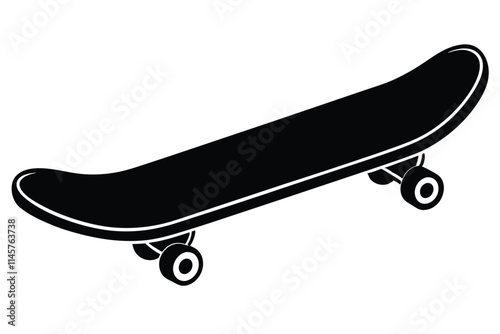 Black and white hand-drawn skateboard icon silhouette isolated on a white background. Skateboard clipart vector silhouette EPS File