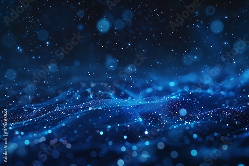 Abstract Blue Particle Background with Bokeh Effect, blue luxury glitter and bokeh particles, blue bokeh background, holiday festival background, Abstract blue bokeh background with glitter.

